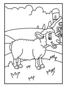 Раскраска забавная овца на ферме