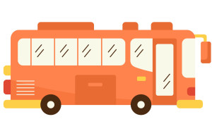Раскрашенная картинка: детский автобус вид сбоку