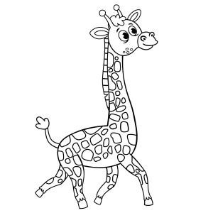 Раскраска пятнистый жираф бежит