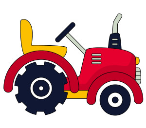Раскрашенная картинка: маленький трактор