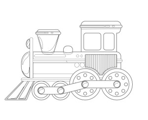 Раскраска поезд в мультяшном стиле
