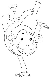 Раскраска обезьянка акробат
