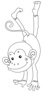 Раскраска обезьянка ходит на передних лапках
