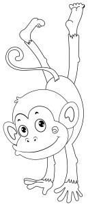 Раскраска обезьяна показывает цирковой трюк