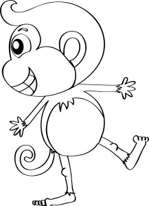 Раскраска счастливая обезьяна играется