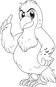 Раскраска большой мультяшный попугай ара