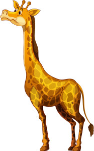 Раскрашенная картинка: мультяшный любопытный жираф