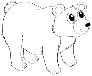 Раскраска сказочный медведь с большими добрыми глазами