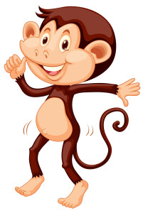 Раскрашенная картинка: веселый танец обезьяны