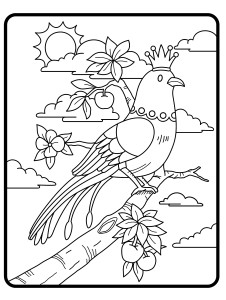 Раскраска королевский попугай на ветке