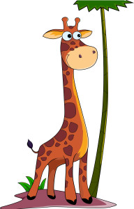 Раскрашенная картинка: жираф под пальмой