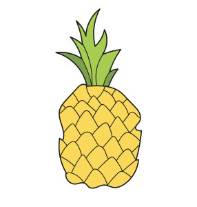 Раскрашенная картинка: сказочный ананас