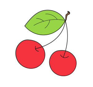 Раскрашенная картинка: спелая красная вишня