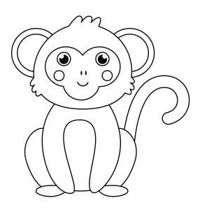 Раскраска обезьянка мартышка сидит