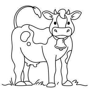 Раскраска картинка контур животного коровы