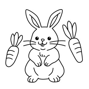 Раскраска заяц с морковками