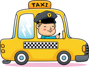 Раскрашенная картинка: счастливый водитель такси