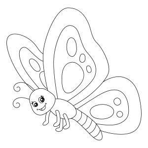 Раскраска смешная бабочка малыш с большими крыльями