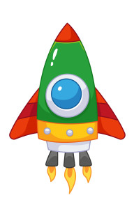 Раскрашенная картинка: игрушка космическая ракета с крыльями