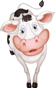 Раскрашенная картинка: очаровательная корова крупным планом