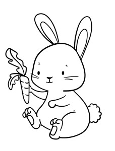 Раскраска сонный кролик с морковкой