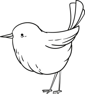 Раскраска маленькая птичка с хвостиком на длинных лапках