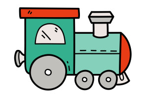 Раскрашенная картинка: иллюстрация детского игрушечного поезда