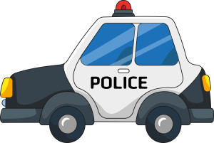 Раскрашенная картинка: детская полицейская машинка