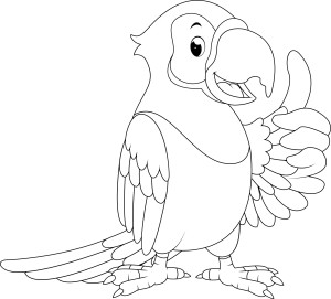 Раскраска мультяшный попугай