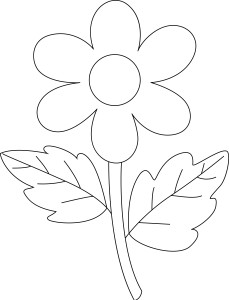 Раскраска легкая цветок ромашка с листьями на стебле
