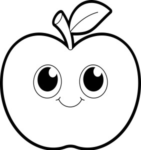 Раскраска круглое яблоко с красивыми глазами