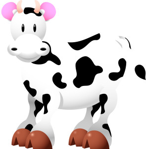Раскрашенная картинка: сказочная корова с большими копытами