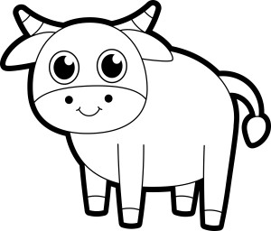Раскраска игрушечная корова с большими глазами