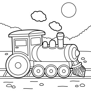 Раскраска поезд «Веселое путешествие»