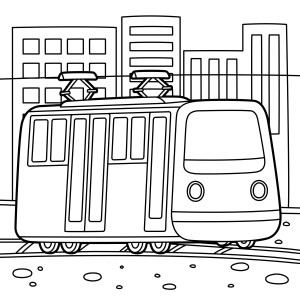 Раскраска трамвай в городе