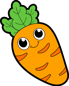 Раскрашенная картинка: мультяшная морковь с большими глазами