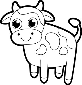 Раскраска мультяшная корова с большими глазами