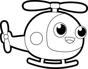 Раскраска игрушечный вертолет с глазами и улыбкой