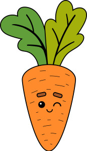 Раскрашенная картинка: мультяшная морковка подмигивает