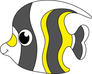 Раскрашенная картинка: экзотическая рыбка по точкам