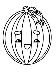 Раскраска сказочный улыбающийся арбуз с лицом