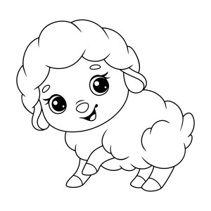 Раскраска овечка малышка с поднятой лапкой