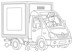 Раскраска грузовик с водителем