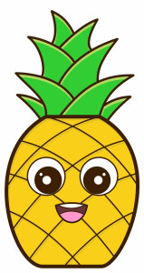 Раскрашенная картинка: мультяшный ананас с лицом