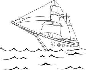 Раскраска парусный корабль «Путешествие в бескрайние горизонты»