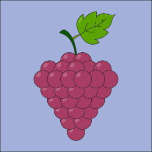 Раскрашенная картинка: сочная спелая гроздь винограда