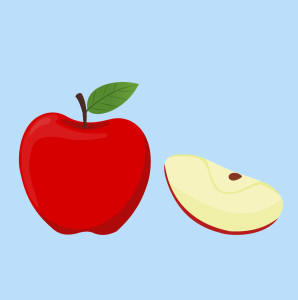 Раскрашенная картинка: яблоко с долькой