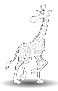 Раскраска жираф с поднятым копытом