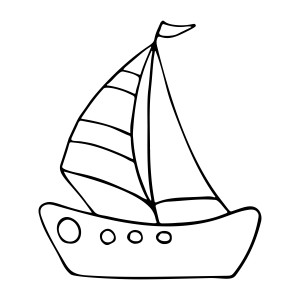 Раскраска мультяшный корабль парусник