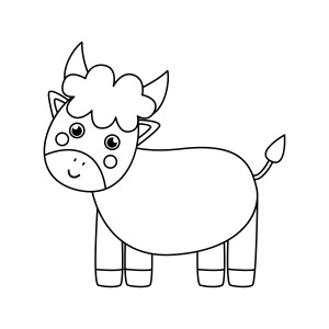 Раскраска малышка корова с маленьким хвостиком